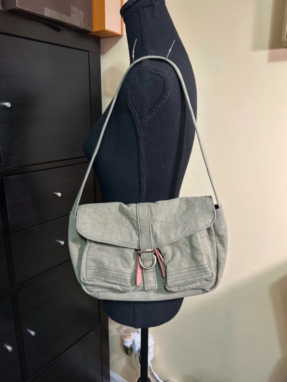 Free People Movement Sicilia Canvas Shoulder Bag - Faded Fatigue EUC